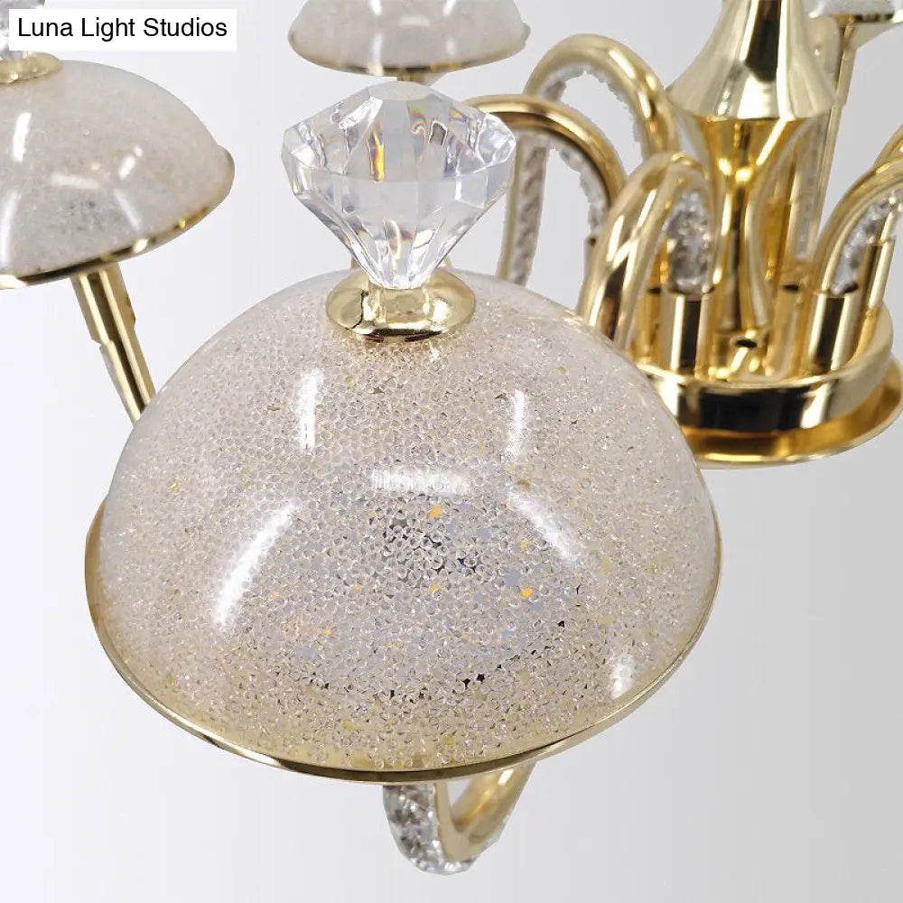 Modern K9 Crystal Pendant Chandelier With Frosted Glass Shade