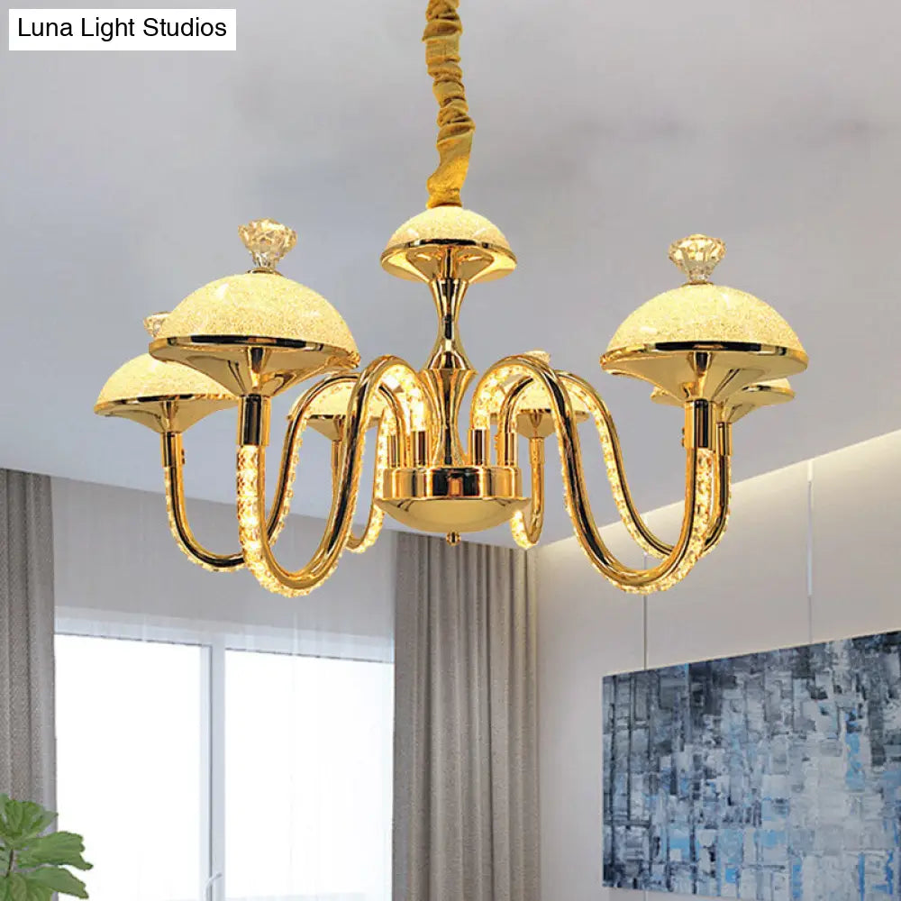 Modern K9 Crystal Pendant Chandelier With Frosted Glass Shade