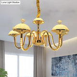 K9 Crystal Pendant Chandelier With Led Gold Hanging Light - Modernism Bowl Shape & Frosted Glass