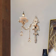 K9 Crystal Sconce Lamp: Traditional Gold Candle Wall Lighting Fixture With Jade Saucer 1 /