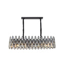 K9 Crystal Tear Drop Suspension Chandelier In Artistic Black For Living Room / Small Linear
