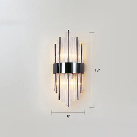 K9 Crystal Wall Sconce Postmodern 2-Light For Living Room Black / 8