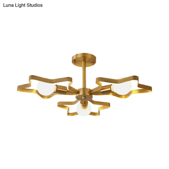 Kid Gold Pentagram Semi Flush Ceiling Light With Metal Frame - 3/4/5-Head Flushmount 3 /