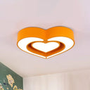 Kids’ Acrylic Dual Loving Heart Led Flush Ceiling Light - Red/Yellow/Blue Mount Lamp For Bedroom