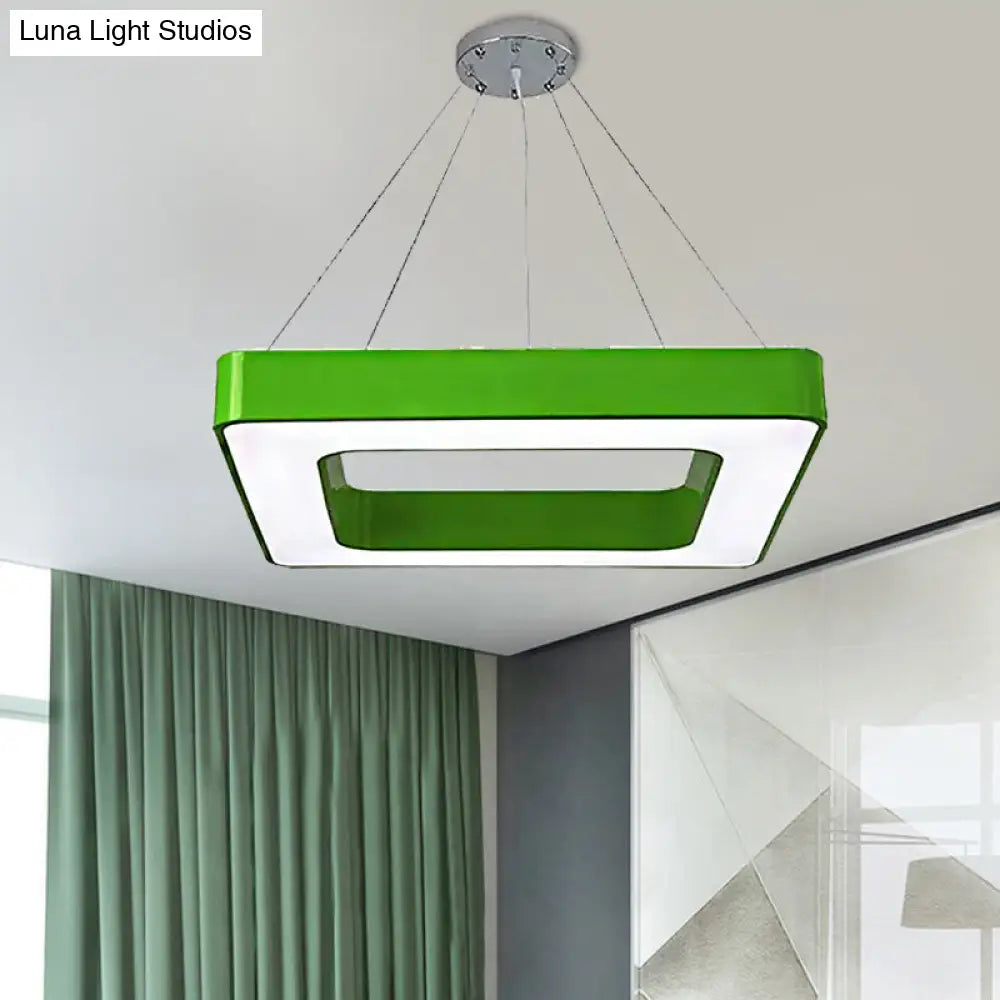 Kids Acrylic Led Chandelier Light Fixture In Colorful Square Design For Bedroom