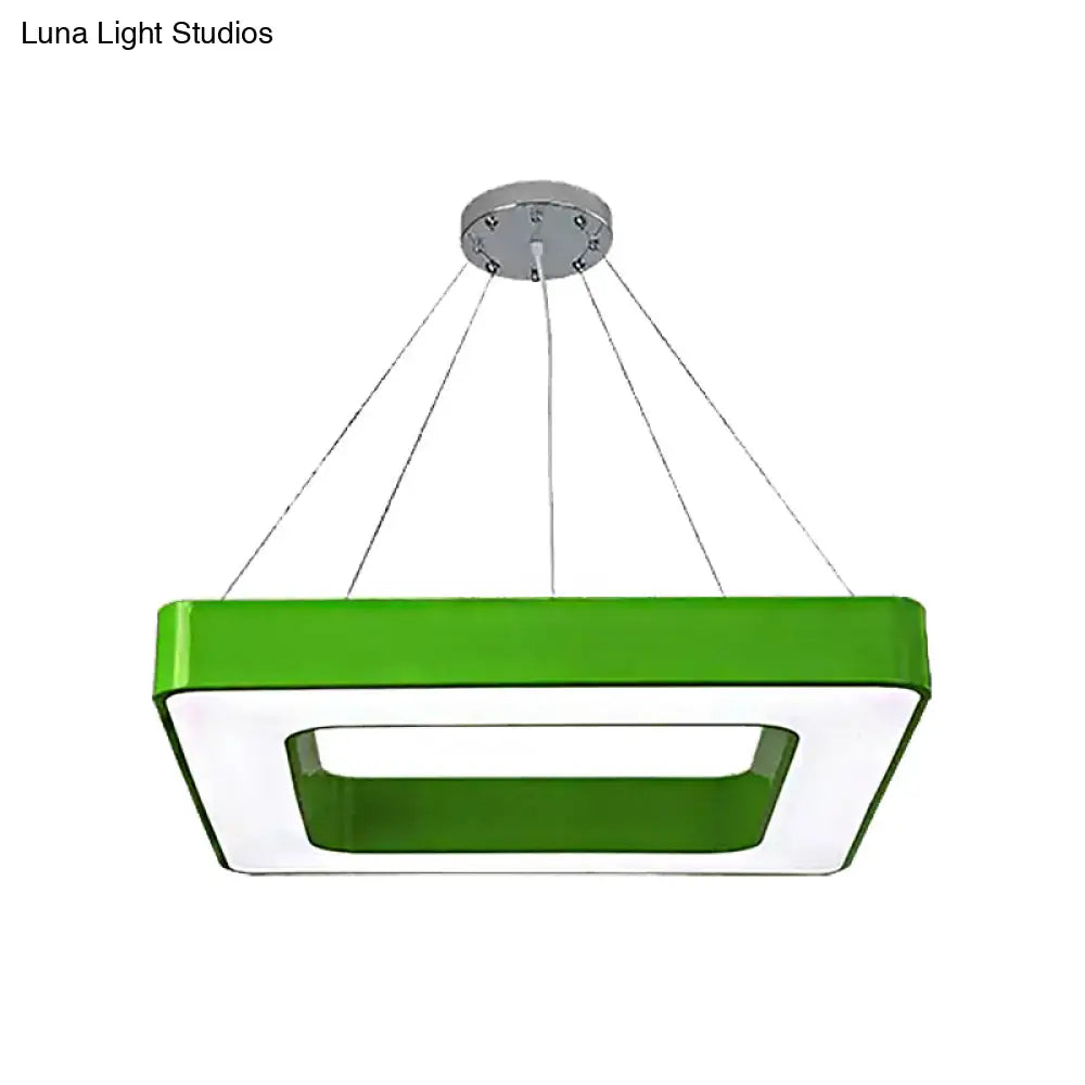 Kids Acrylic Led Chandelier Light Fixture In Colorful Square Design For Bedroom