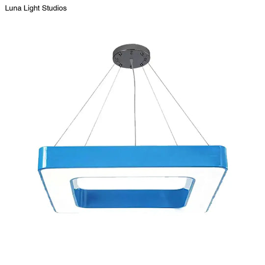Kids Acrylic Led Chandelier Light Fixture In Colorful Square Design For Bedroom