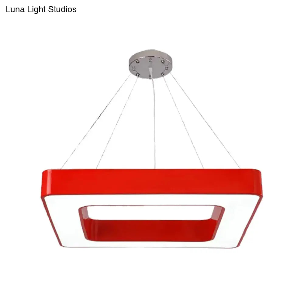 Kids Acrylic Led Chandelier Light Fixture In Colorful Square Design For Bedroom