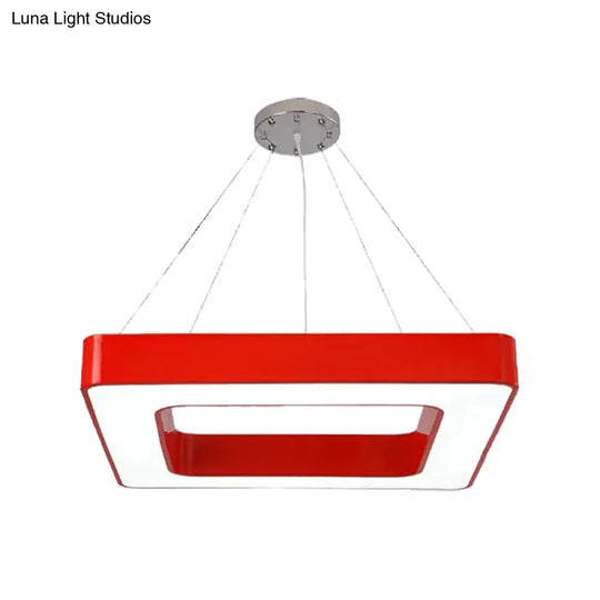 Kids Acrylic Led Chandelier Light Fixture In Colorful Square Design For Bedroom