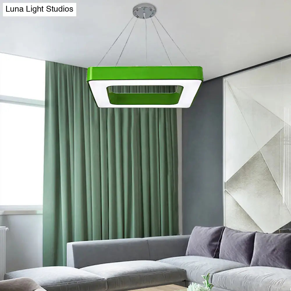 Kids Acrylic Led Chandelier Light Fixture In Colorful Square Design For Bedroom