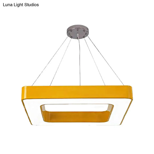 Kids Acrylic Led Chandelier Light Fixture In Colorful Square Design For Bedroom