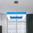 Kids Acrylic Led Chandelier Light Fixture In Colorful Square Design For Bedroom Blue / White