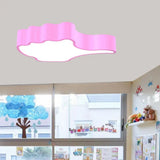Kids’ Acrylic Led Flush Light Fixture: Gesture Classroom Ceiling Mount In Red/Pink/Green Pink