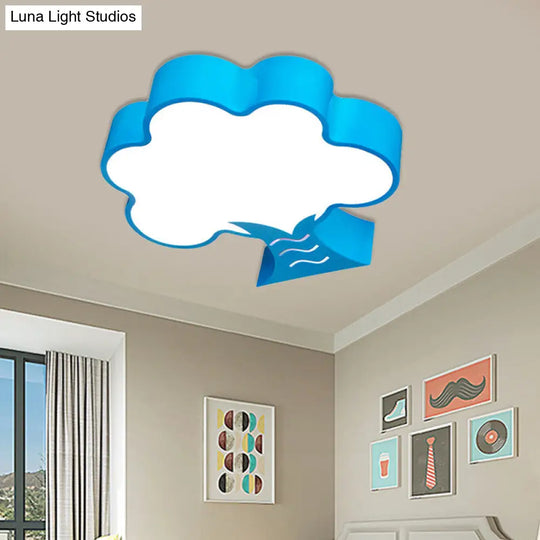 Kids Acrylic Led Flush Light For Nursery - Tree Flushmount Ceiling Fixture In Yellow/Red/Blue