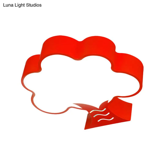 Kids’ Acrylic Led Flush Light For Nursery - Tree Flushmount Ceiling Fixture In Yellow/Red/Blue