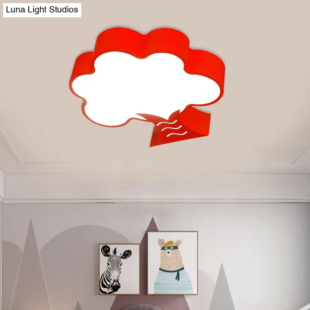 Kids’ Acrylic Led Flush Light For Nursery - Tree Flushmount Ceiling Fixture In Yellow/Red/Blue