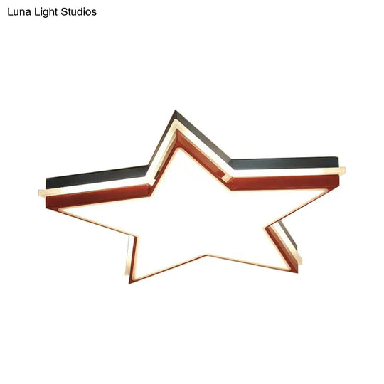 Kids Acrylic Led Flush Mount Ceiling Light In White For Boys Bedroom - Slim Panel Star Design