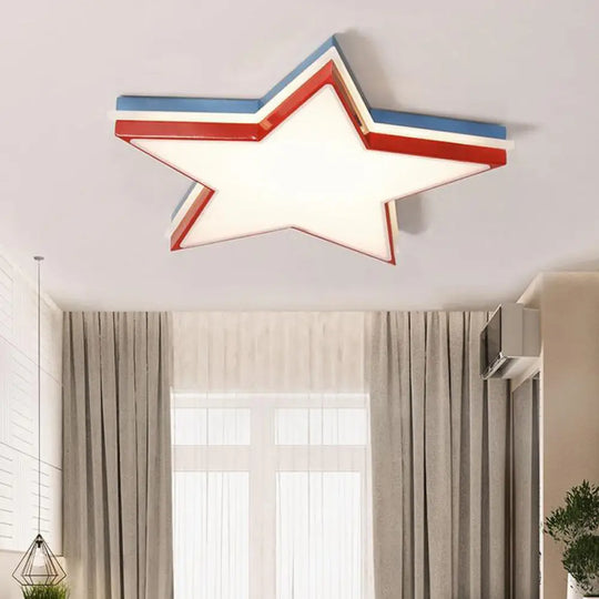 Kids Acrylic Led Flush Mount Ceiling Light In White For Boy’s Bedroom - Slim Panel Star Design