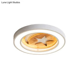 Kid’s Acrylic Modern Led Ceiling Lamp – Slim Circle Design With Star Pattern Ideal For Bedroom