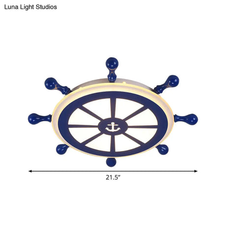 Kids Acrylic Rudder Ceiling Light 21.5’/25.5’ Wide Led Blue Flush Mount - Warm/White Lighting