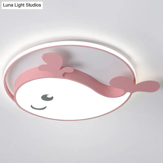 Kids Acrylic Whale Flush Mount Ceiling Light For Bedroom