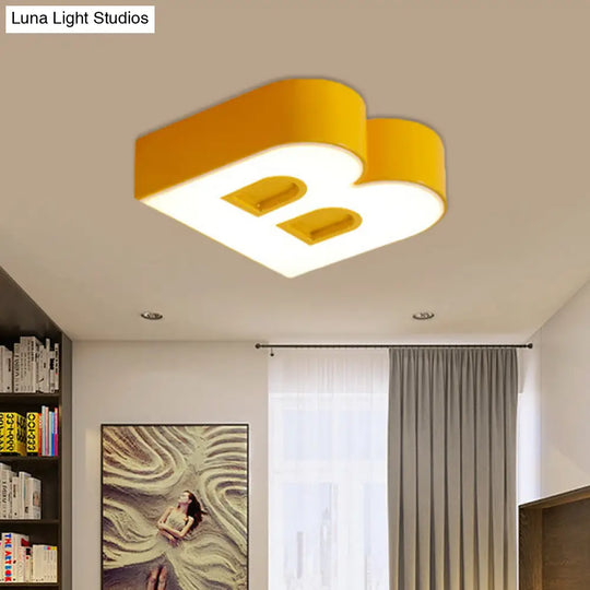 Kid’s Alphabet Led Flush Mount Light Fixture For Kindergarten - Green/Red/Blue Colors
