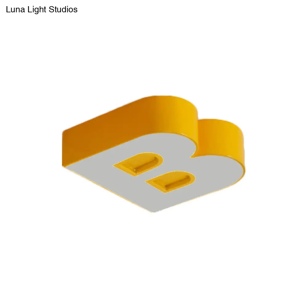 Kid’s Alphabet Led Flush Mount Light Fixture For Kindergarten - Green/Red/Blue Colors