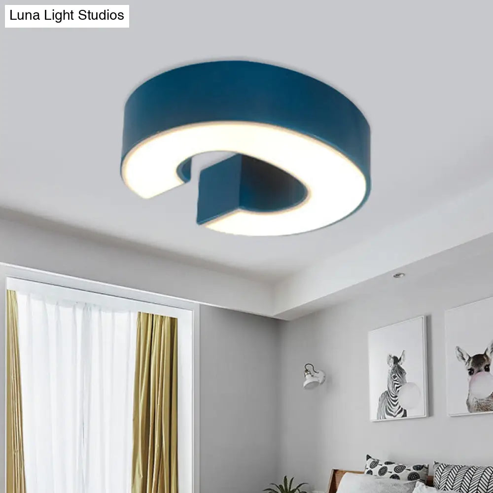 Kids Alphabet Led Flush Mount Light Fixture For Kindergarten - Green/Red/Blue Colors