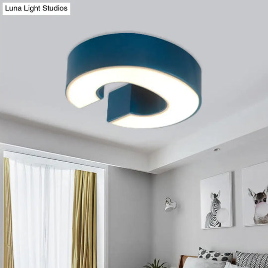 Kids Alphabet Led Flush Mount Light Fixture For Kindergarten - Green/Red/Blue Colors