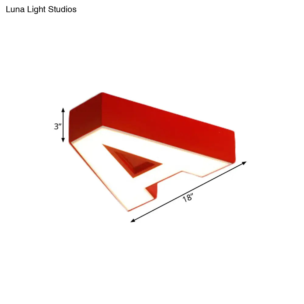 Kid’s Alphabet Led Flush Mount Light Fixture For Kindergarten - Green/Red/Blue Colors