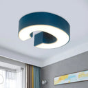 Kid’s Alphabet Led Flush Mount Light Fixture For Kindergarten - Green/Red/Blue Colors Blue
