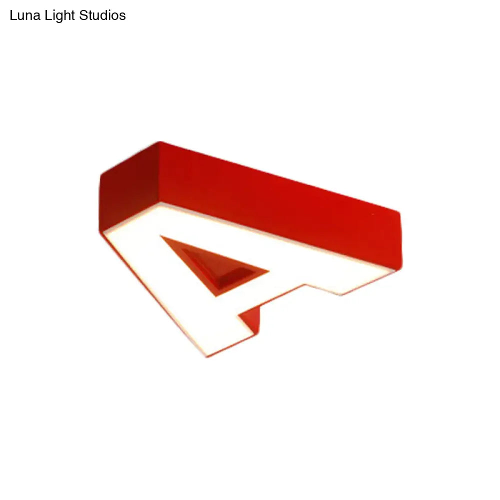 Kids Alphabet Led Flush Mount Light Fixture For Kindergarten - Green/Red/Blue Colors