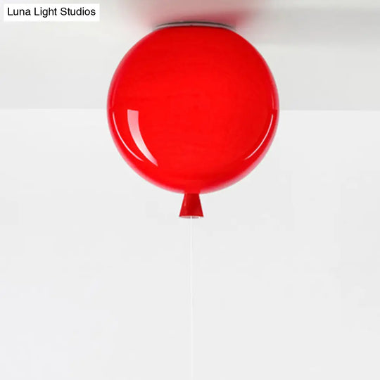 Kids Balloon Plastic Ceiling Light With Semi Mount And 1 - Light Fixture Red