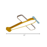 Kids Bedroom Cartoon Acrylic Led Ceiling Lamp - Yellow Propeller Plane Design