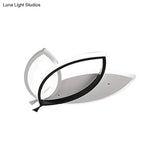 Kid’s Bedroom Ceiling Light Fixture: Acrylic Flush Mount With Leaves Design - Black/Orange Led