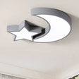 Kid’s Bedroom Led Ceiling Lamp - Metal Acrylic Flush Mount Light With Star & Moon Design Grey /