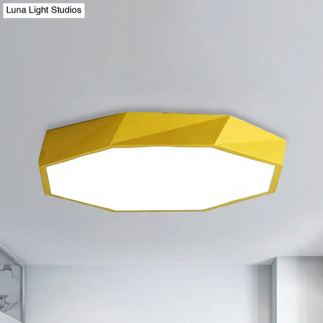 Kid’s Bedroom Led Ceiling Light - Acrylic Octagon Flush Mount With Macaron Candy Colors