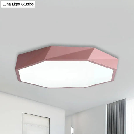 Kid’s Bedroom Led Ceiling Light - Acrylic Octagon Flush Mount With Macaron Candy Colors