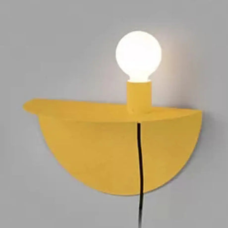 Kids Bedroom Wall Light - Nordic Style Open Bulb Sconce Yellow
