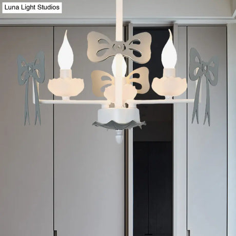 Kids Bow Pendant Light - Contemporary Metal Chandelier For Living Room Décor