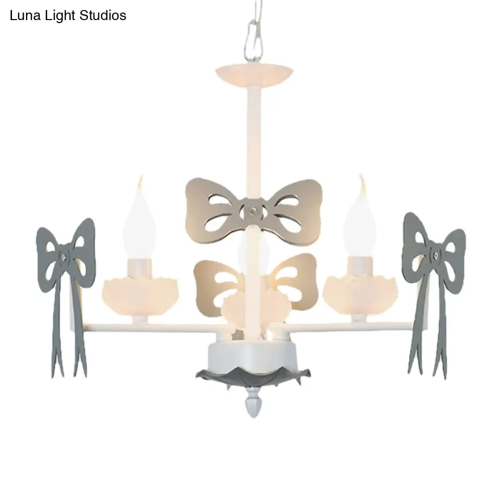 Kids Bow Pendant Light - Contemporary Metal Chandelier For Living Room Décor