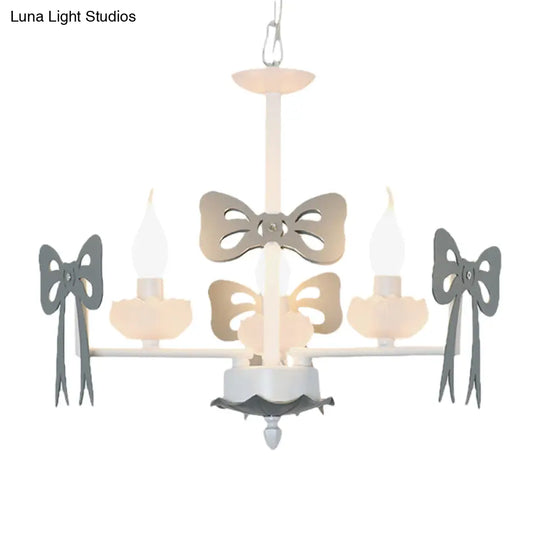 Kids Bow Pendant Light - Contemporary Metal Chandelier For Living Room Décor