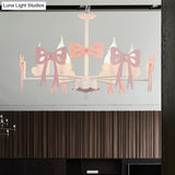 Kids Bow Pendant Light - Contemporary Metal Chandelier For Living Room Décor