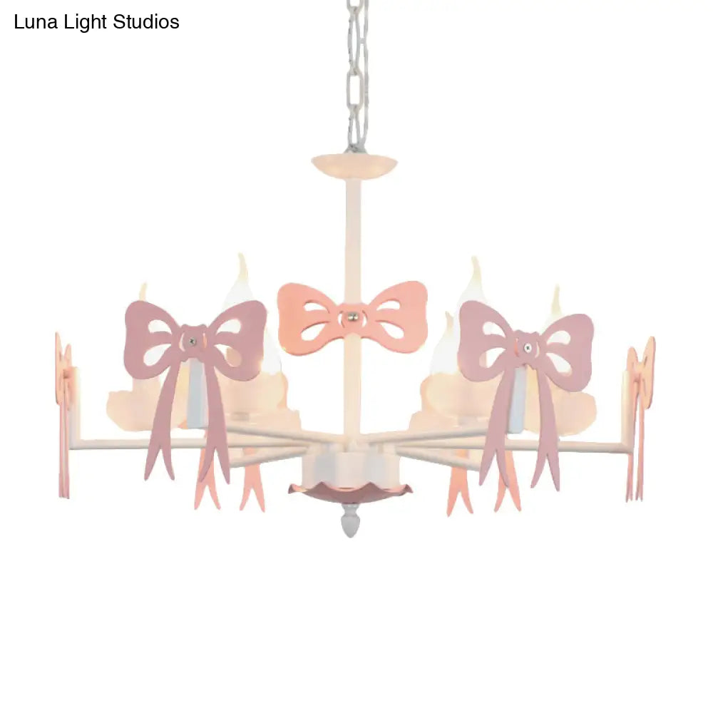 Kids Bow Pendant Light - Contemporary Metal Chandelier For Living Room Décor