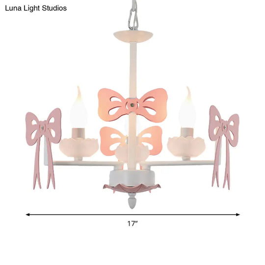 Kids Bow Pendant Light - Contemporary Metal Chandelier For Living Room Décor