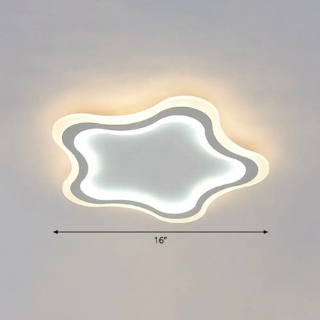 Kids’ Cartoon Acrylic Led Flushmount Ceiling Light With White Pentacle Design / 16’ Inner Outer Warm