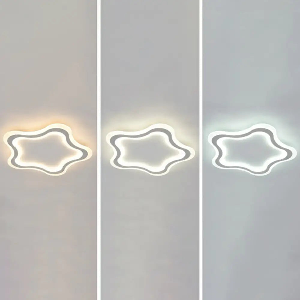 Kids’ Cartoon Acrylic Led Flushmount Ceiling Light With White Pentacle Design / 16’ Third Gear