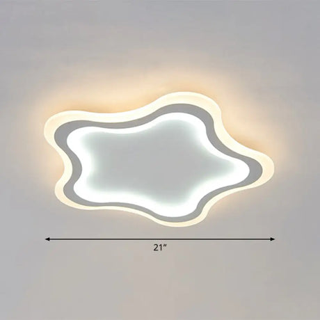 Kids’ Cartoon Acrylic Led Flushmount Ceiling Light With White Pentacle Design / 21’ Inner Outer Warm