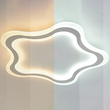 Kids’ Cartoon Acrylic Led Flushmount Ceiling Light With White Pentacle Design / 21’ Remote