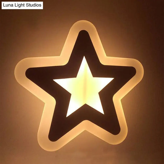 Kids Cartoon Apple/Leaf/Cat Led Flush Mount Wall Sconce - Small Acrylic Light For Childrens Bedroom